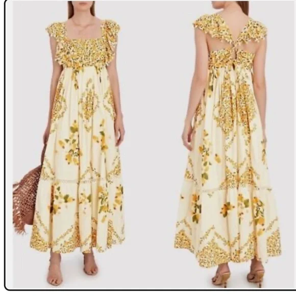 Farm Rio Cashew Crossed Back Dress Medium - Picture 7 of 10